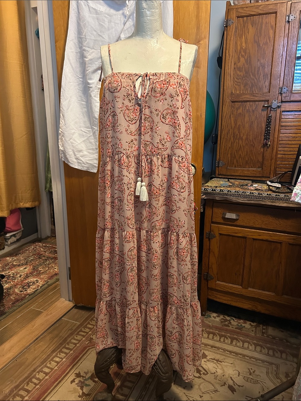 Lush Pink Paisley Maxi Sundress